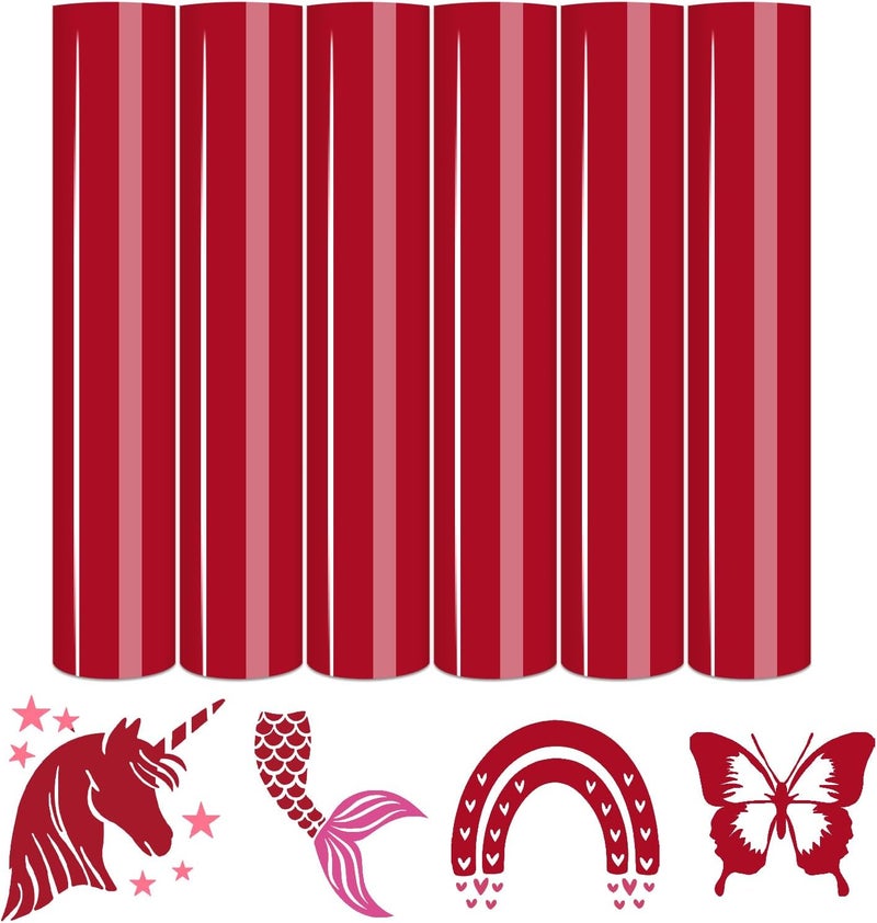 Tintnut Red Iron on Vinyl -6 Sheets 12" x 10" Cherry Red Heat Transfer Vinyl for Fabrics HTV Vinyl Compatible with Cricut and Silhoutte Cameo - Image 1